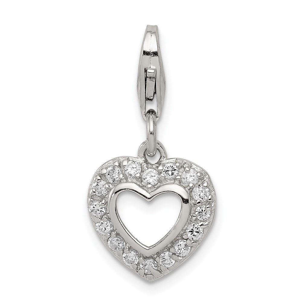 925 Sterling Silver CZ (Cubic Zirconia) Heart Mini Charm